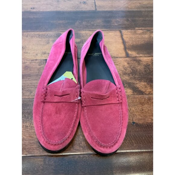 Saint Laurent Men's Brick Red Suede Leather Penny Loafers $695, Size 42 | 9 - Picture 2 of 6